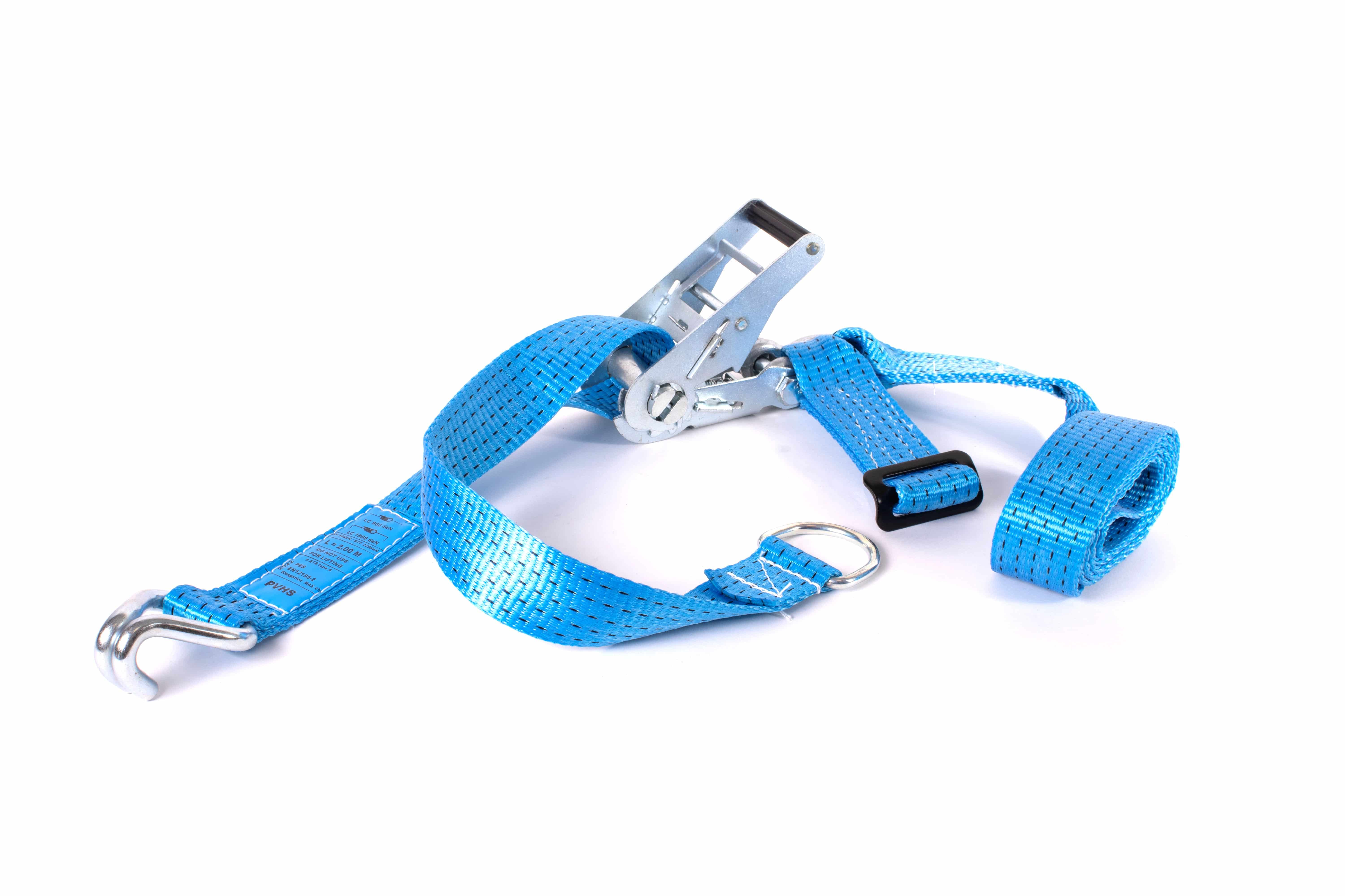 Autostransport spanband met blokratel + D-ring + band 1m