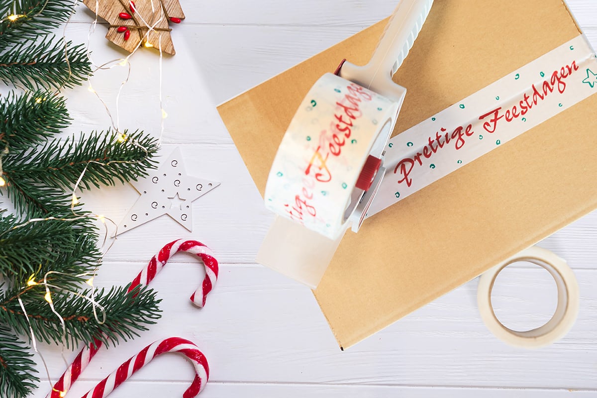PVC kerst tape ''Prettige Feestdagen'' - 50mm x 66m