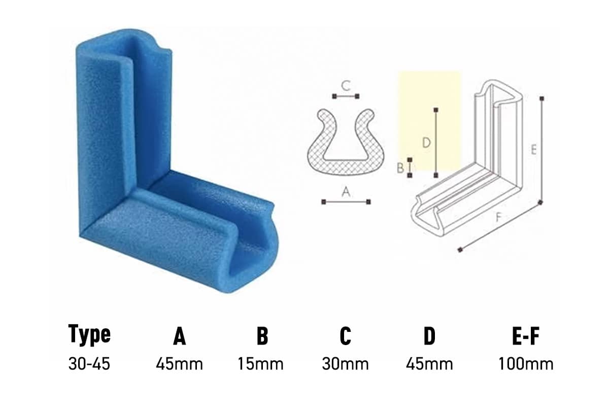 U Schuimprofiel hoekstuk - 25/44mm x 10cm