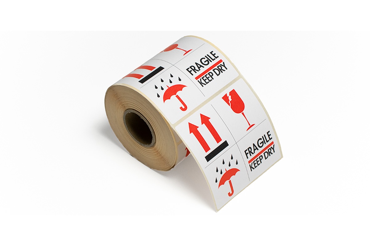 Waarschuwingsetiketten "Fragile / Keep dry" - 100 x 100mm (500 st)