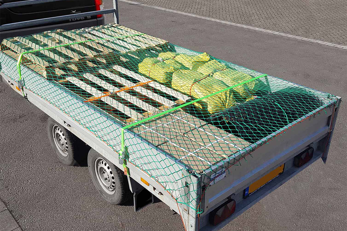 Aanhangwagennet 175 x 300 cm met elastisch koord en stopper