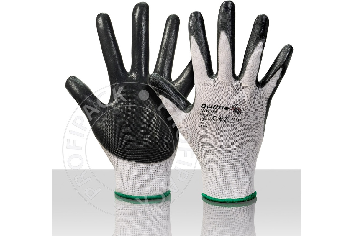 Bullflex PU nitril montagehandschoenen wit/grijs - maat 7/S